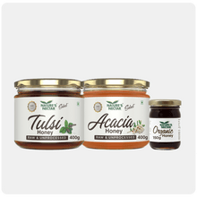 Load image into Gallery viewer, Acacia and Tulsi Honey Combo 800g + Organic Honey 150g Free
