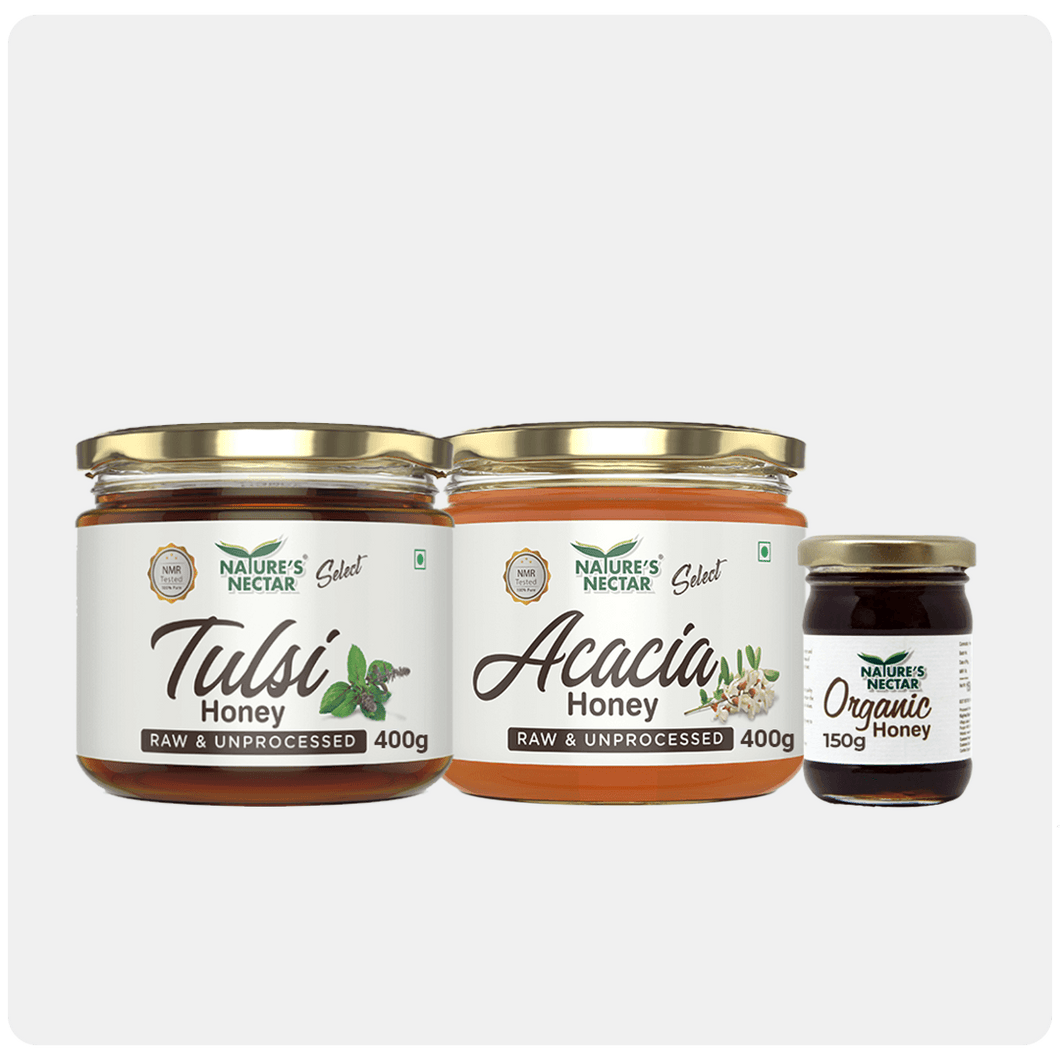 Acacia and Tulsi Honey Combo 800g + Organic Honey 150g Free